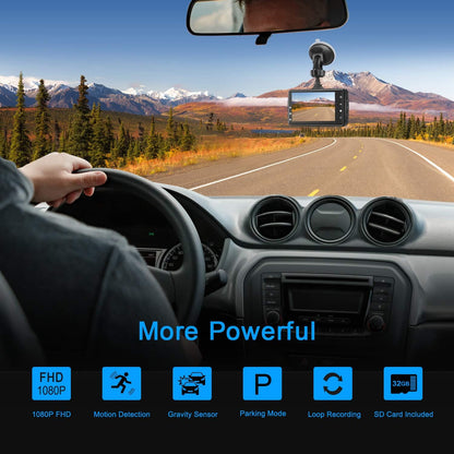 Dashcam Front mit 32G SD-Karte, BOOGIIO 1080P FHD Auto Armaturenbrett Kamera 3'' IPS-Bildschirm 170° Weitwinkel Aluminiumlegierungsgehäuse, WDR G-Sensor Parküberwachung Loop-Aufnahme Bewegungserkennung