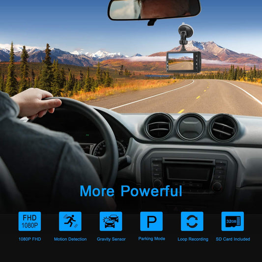 Dash Cam Front with 32G SD Card, BOOGIIO 1080P FHD Car Driving Recorder