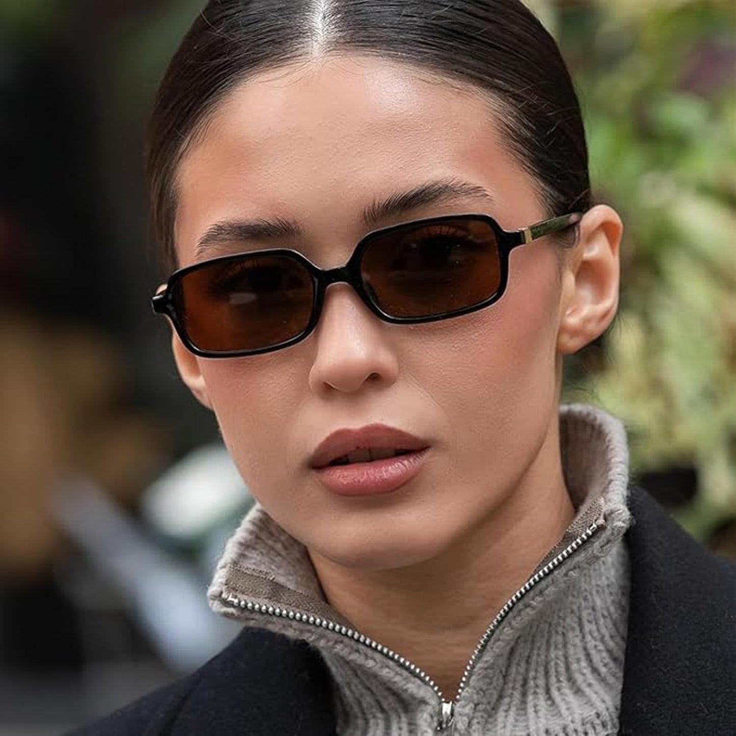 Awdchny Retro Ovale Sonnenbrille für Damen – Elegante Cat Eye 90er Sonnenbrille, Leichter schmaler Rahmen, Trendige UV-Schutz Sonnenbrille 8057 Schwarz+Braun+Schildpatt