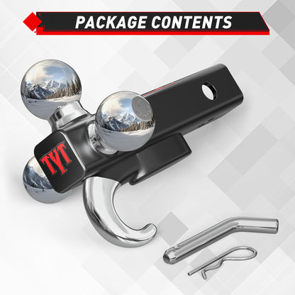 TYT Adjustable Truck Trailer Hitch for 2 inch Receiver, 6" Drop/Rise Tow Hitch with Dual Balls (2" & 2-5/16"), Compatible with Heavy-Duty Trailer Systems up to 20,000 lbs, Includes Hitch Tightener