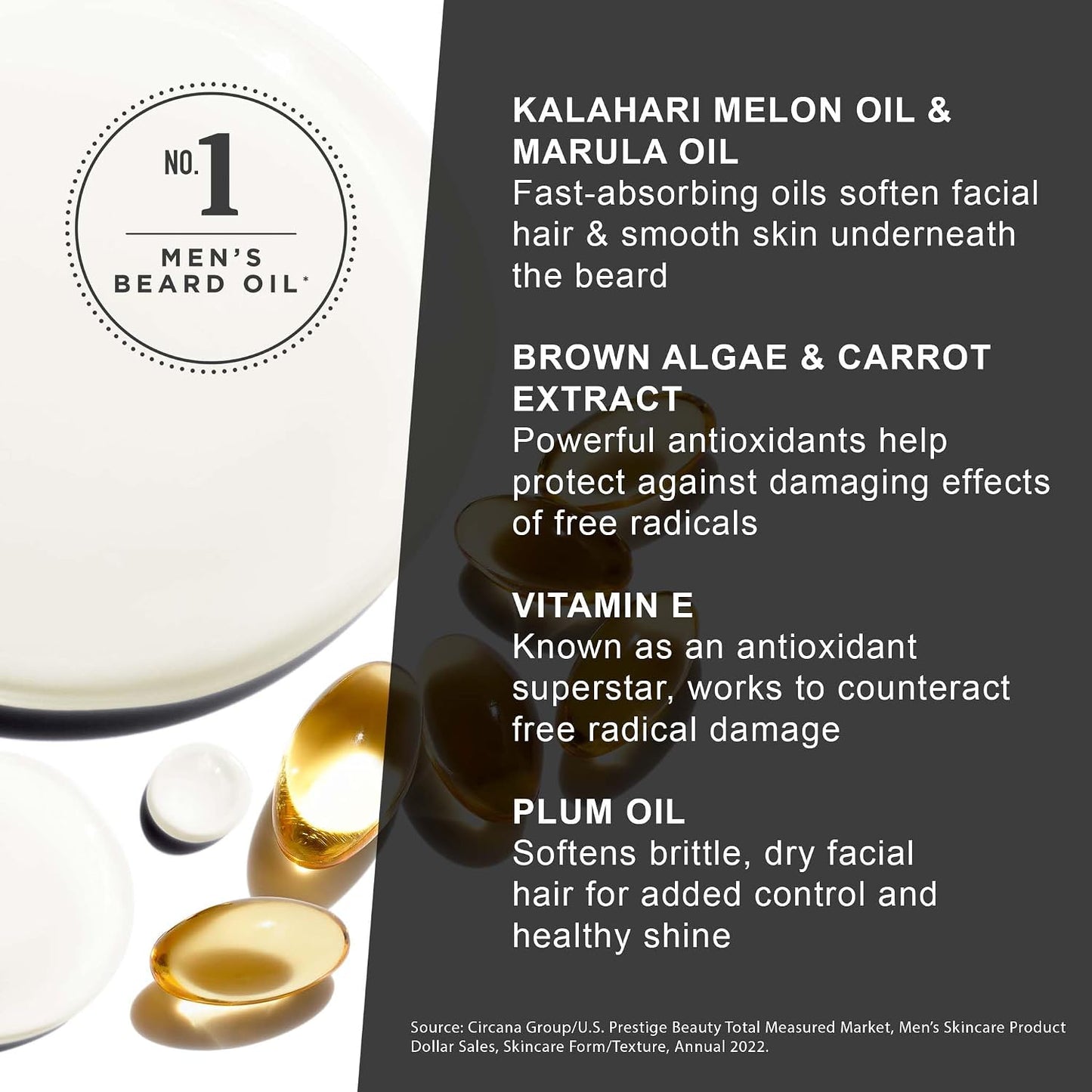 Jack Black Beard Oil - Beard Conditioner & Softener for Men, Kalahari Melon Oil & Vitamin E - 30ml