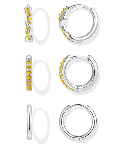 Inerney 14K Gold Plated Huggie Hoop Earrings for Women, Small Sterling Silver Earring Set Hypoallergenic Cartilage Helix Stacks, Mini Dainty Cute Trendy Birthstone Jewelry Gift for Multiple Piercings