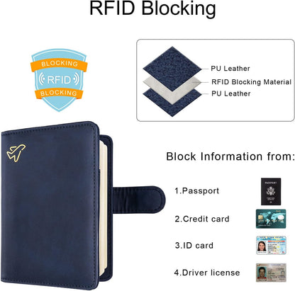 WALNEW RFID-blockierende Reisepasshülle Reisebrieftasche Schutzhülle