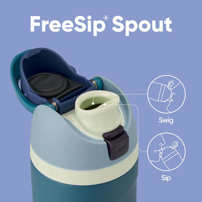 Owala FreeSip Isolierte Edelstahl-Wasserflasche mit Strohhalm für Sport und Reisen, BPA-frei, 710 ml, Shy Marshmallow