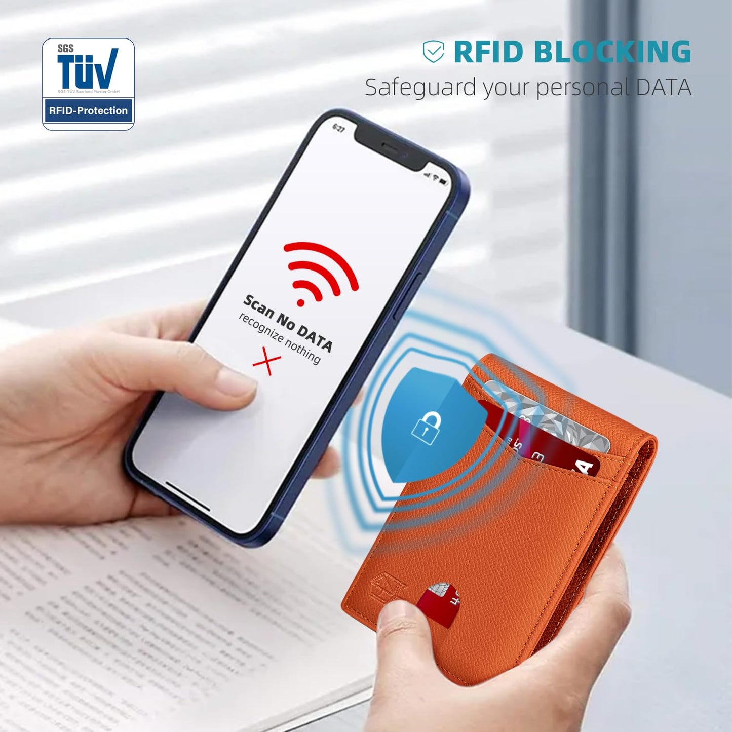 Zitahli Geldklammer-Geldbörsen für Herren, schlanke zweifach faltbare Geldbörse für 10-12 Karten, Herren-Ledergeldbörse mit Ausweisfenster, RFID-blockierender dünner minimalistischer Kreditkartenhalter, Geschenke für Ihn