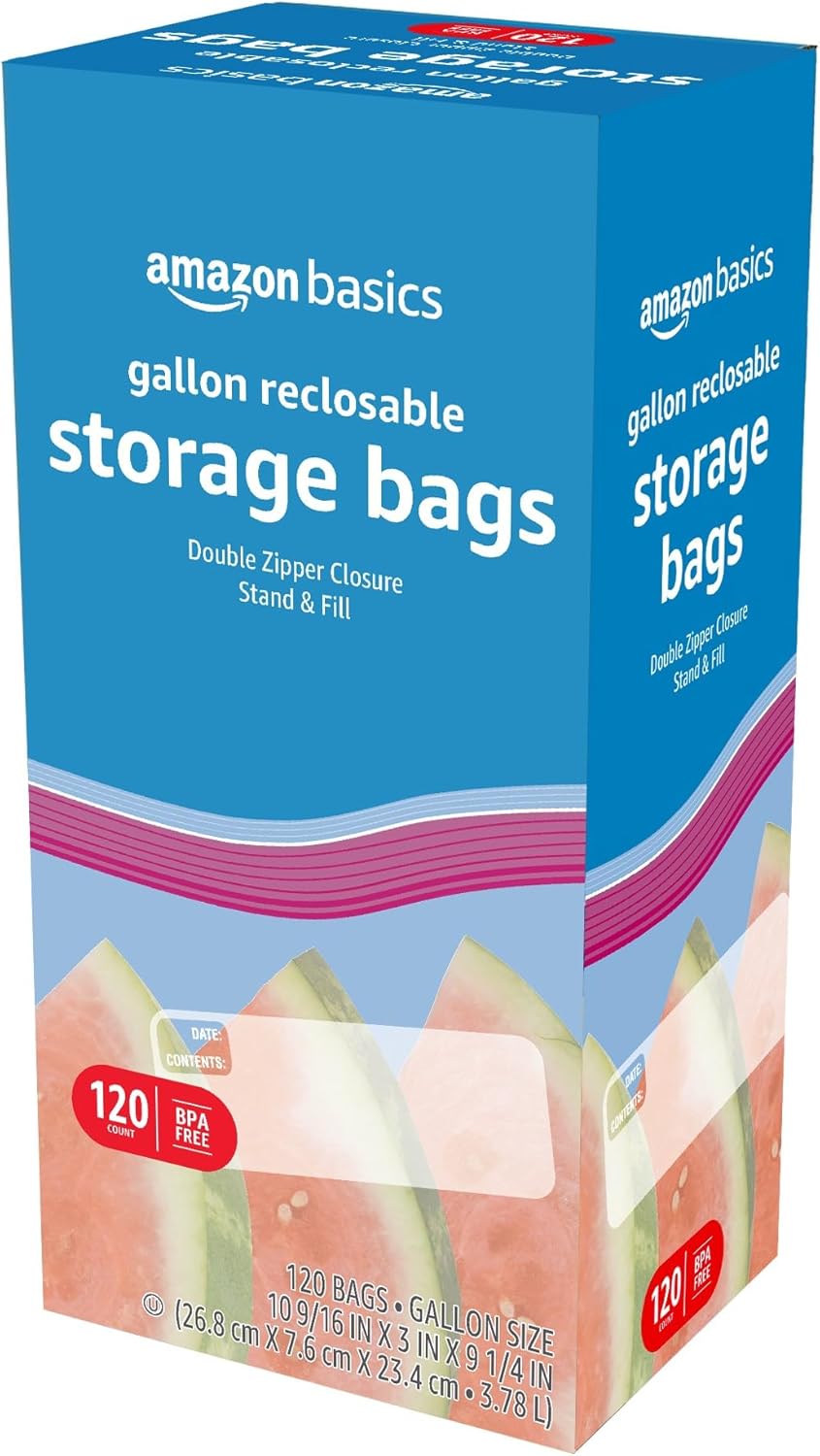 Amazon Basics Reclosable Gallon Food Storage Bags
