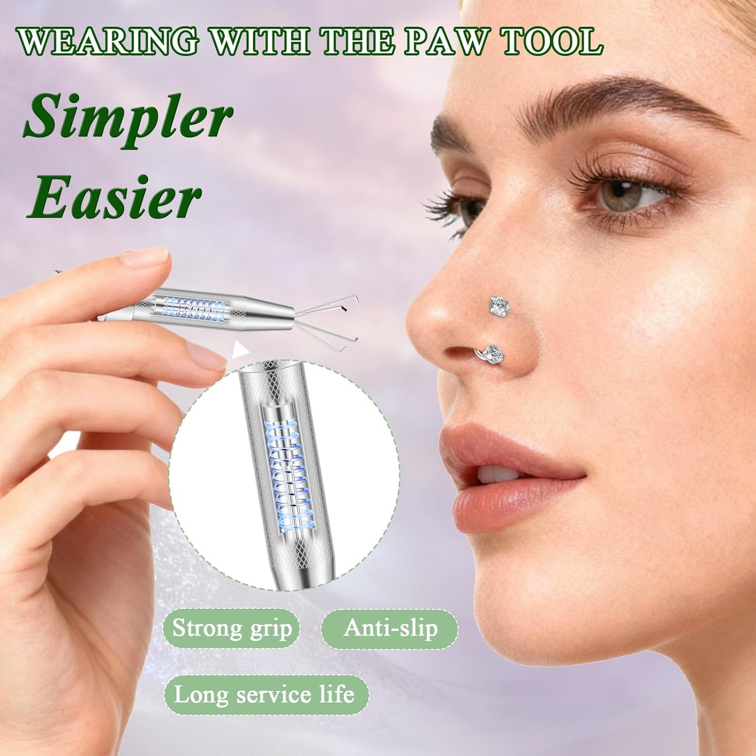 Opal Nose Ring Studs Horseshoe Nose Rings Hoops Stud 316L Stainless Steel Nose Rings Round CZ Square Screw L Shaped Nose Stud Hypoallergenic Nostril Piercing Jewelry for Women Men