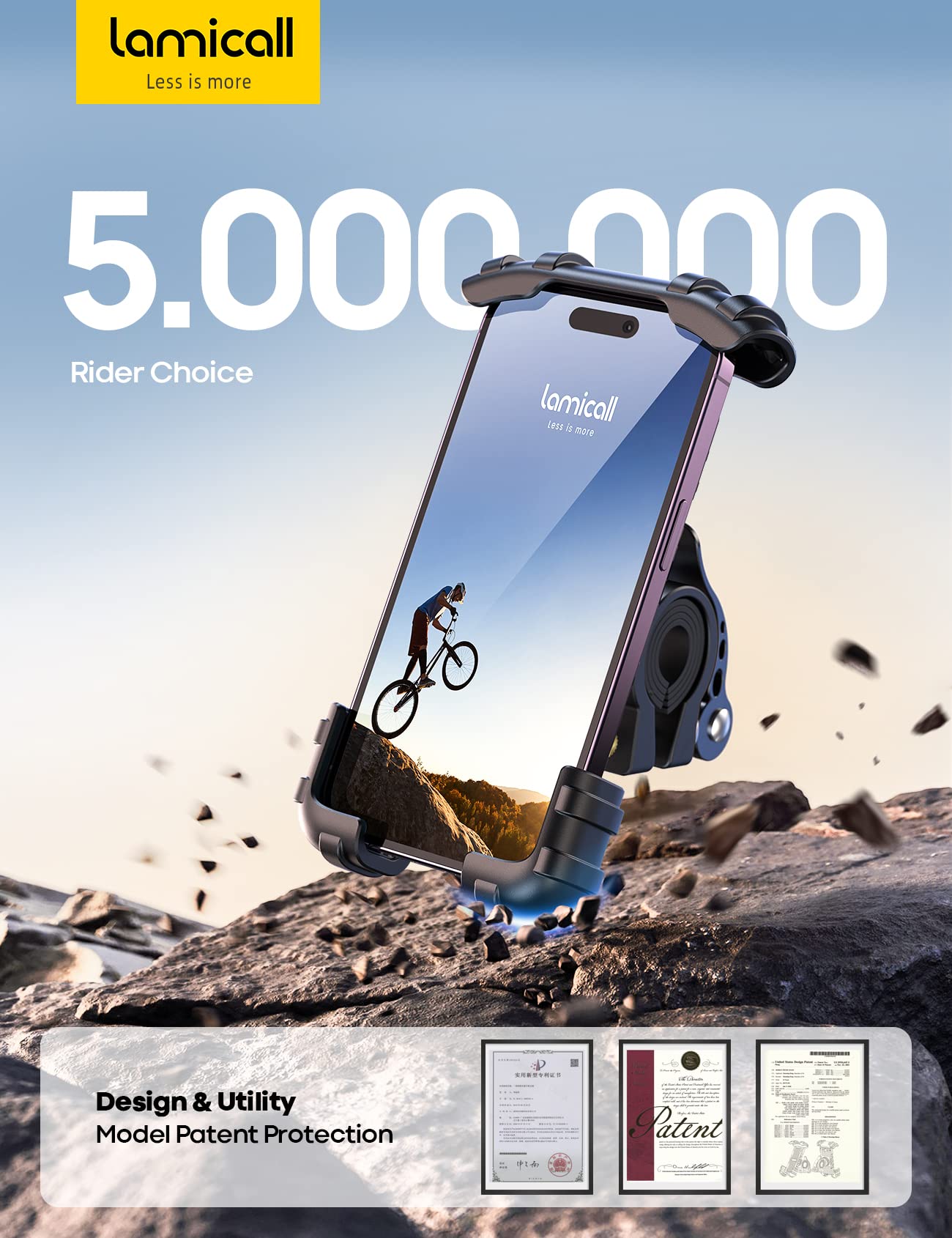 Lamicall Fahrrad Handyhalterung Motorrad Halterung - Motorrad Handyhalterung, Lenker Handy Klemme, Roller Handyclip Geschenke für iPhone 17 Air Pro Max, 16 15 Plus, S20, 4.7 bis 6.8 Zoll Smartphones