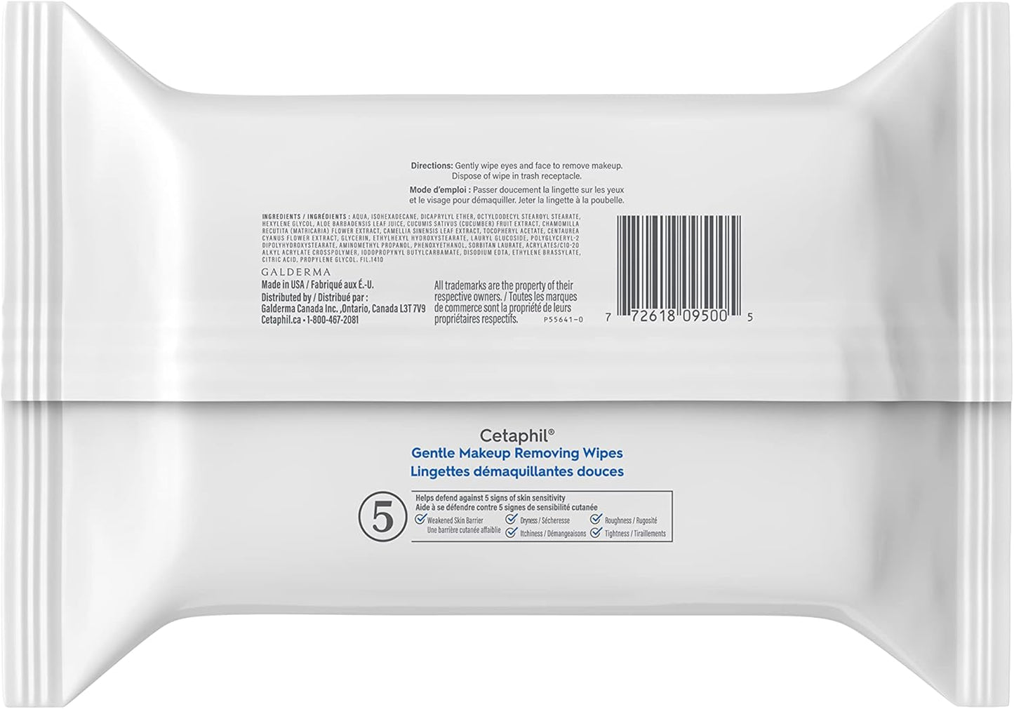 Cetaphil Sanfte Make-up Entferner-Tücher mit Aloe Vera, Kamille und Grünem Tee – Parfümfrei, Reizlindernd, Parabenfrei – Für alle Hauttypen, 25 Stück