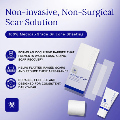 Rejuvaskin Scar Heal Kit for Breast Scars, Soften, Flatten, Reduce and Recover, Silicone Sheeting, RejuvaSil Gel & Medical Tape, Breast Anchor Pair
