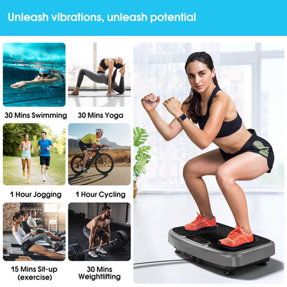 SoftGym Waver Vibration Plate Exercise Machine for Lymphatic Drainage Weight Loss,120 Speed Levels Vibrating Platform with Resistance Bands,Full-Body Workout Equipment for Muscle Activation