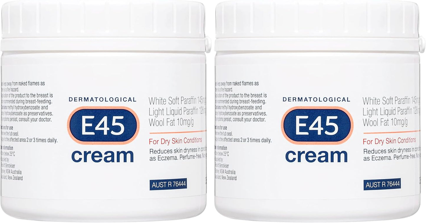 E45 - Dermatological Cream For Dry Skin Conditions ; Non Greasy Emollient ; Hypoallergenic ; 350g