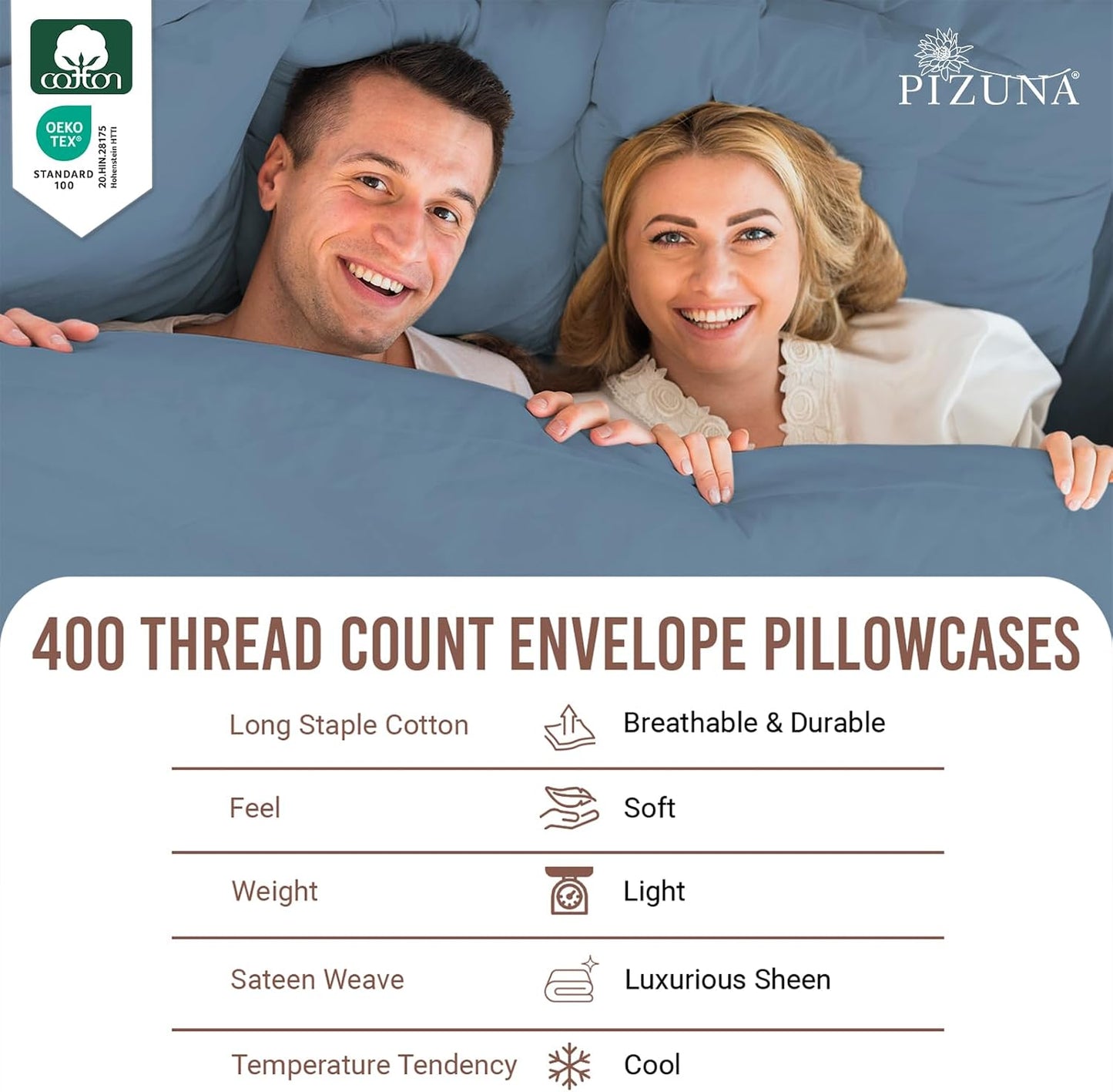 Pizuna Cotton Envelope Pillowcase King Size Dusty Blue 2 PC Review