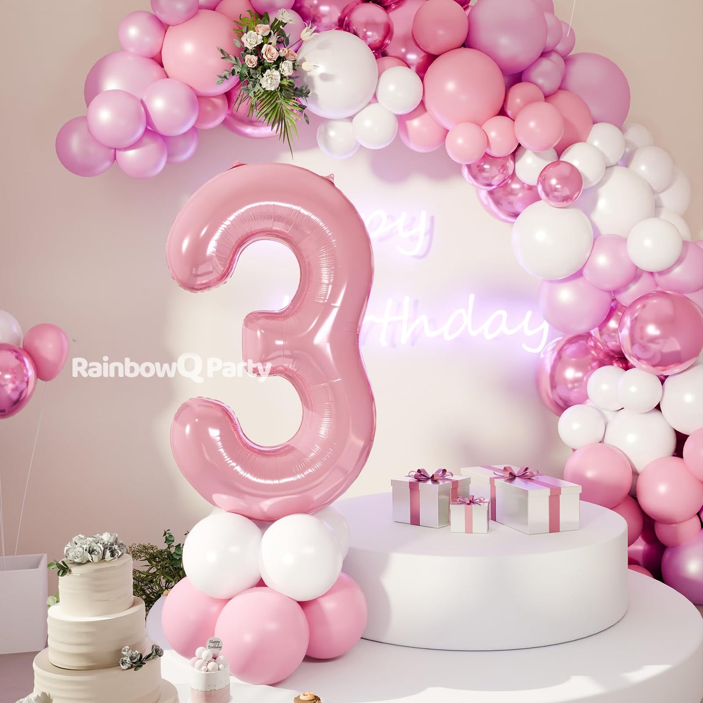 RainbowQ Party 1 Ballon Nummer 40 Zoll für Jungen oder Mädchen Groß Rosa 0-9 Folien-Mylar Großer 1 Zahlenballon Alles Gute zum 1. Geburtstag Party Jubiläumsdekorationen Zubehör