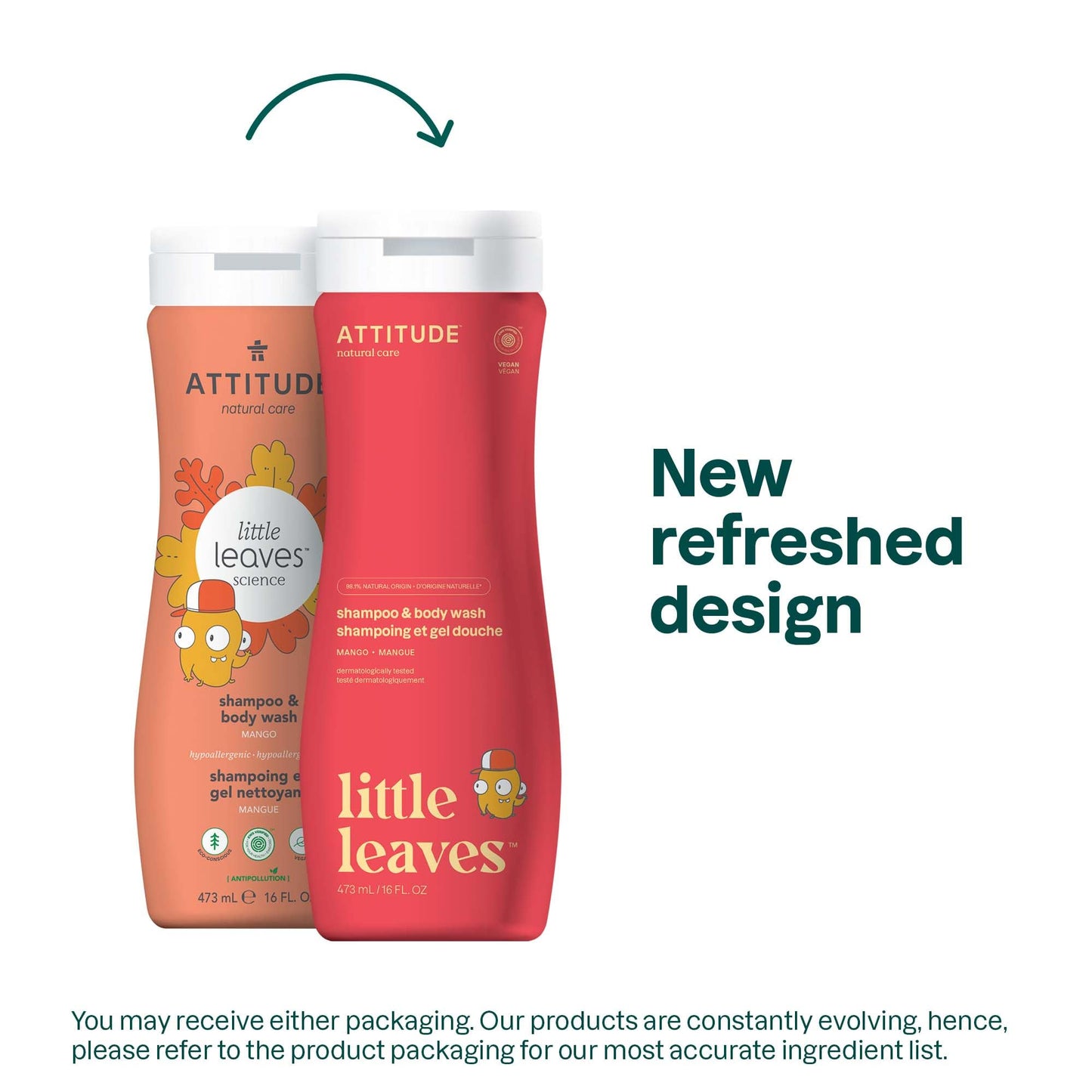 ATTITUDE Shampoo und Duschgel für Kinder, Hergestellt in Kanada, EWG Verifizierter Haar- und Körperreiniger, Dermatologisch Getestete Seife, Pflanzliche und Mineralische Badeprodukte, Vegan, Vanille & Birne, 473 mL