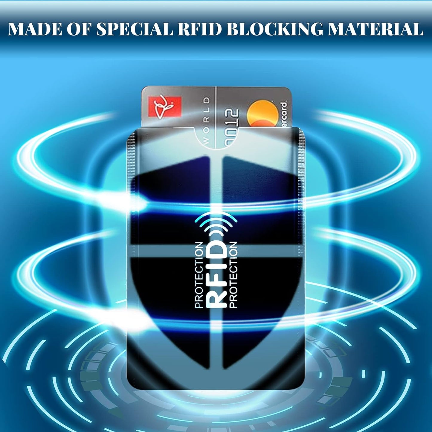 Kreditkartenschutz, 20 Stück RFID-Schutzhüllen, Identitätskartenschutz für Kreditkarte, Debitkarte, Metrokarte, Reisepass, Schwarz, 9,2 x 6,2 cm