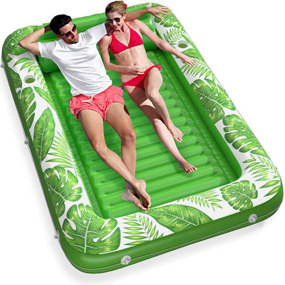 Jasonwell 4 in 1 Inflatable Tanning Pool Lounger Float - Sunbathing Lounge Floatie Raft Toys, Water Filled Tanning Bed Mat Pad Blow Up Kiddie Pool with Ball Pit for Adult, Kids (L)