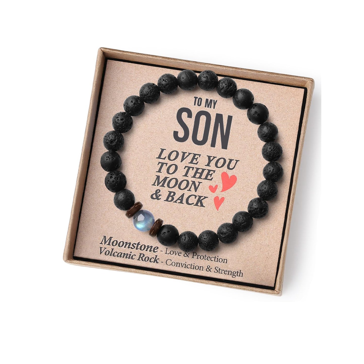 THEMEROL Handmade Gifts for Boys/Men-Love/Strength-Natural Gemstone Bracelet for Son Grandson Dad Boyfriend Husband Brother Nephew Uncle