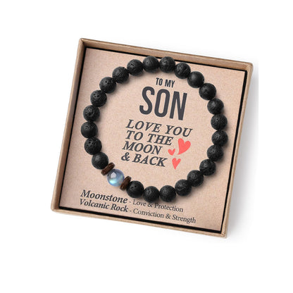 THEMEROL Handmade Gifts for Boys/Men-Love/Strength-Natural Gemstone Bracelet for Son Grandson Dad Boyfriend Husband Brother Nephew Uncle