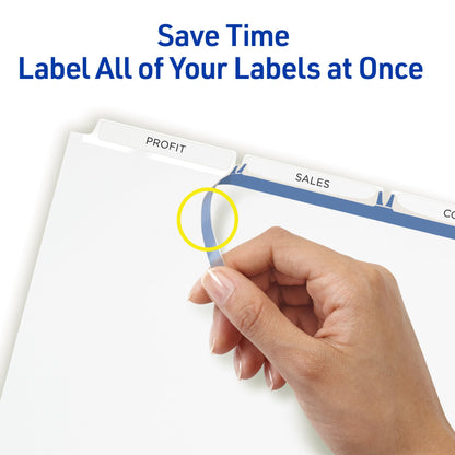 Avery 8 Tab Unpunched Dividers for Use with Any Binding System, Easy Print & Apply Clear Label Strip, Index Maker Customizable White Tabs, 150 Sets Total (6 Packs of 11444)