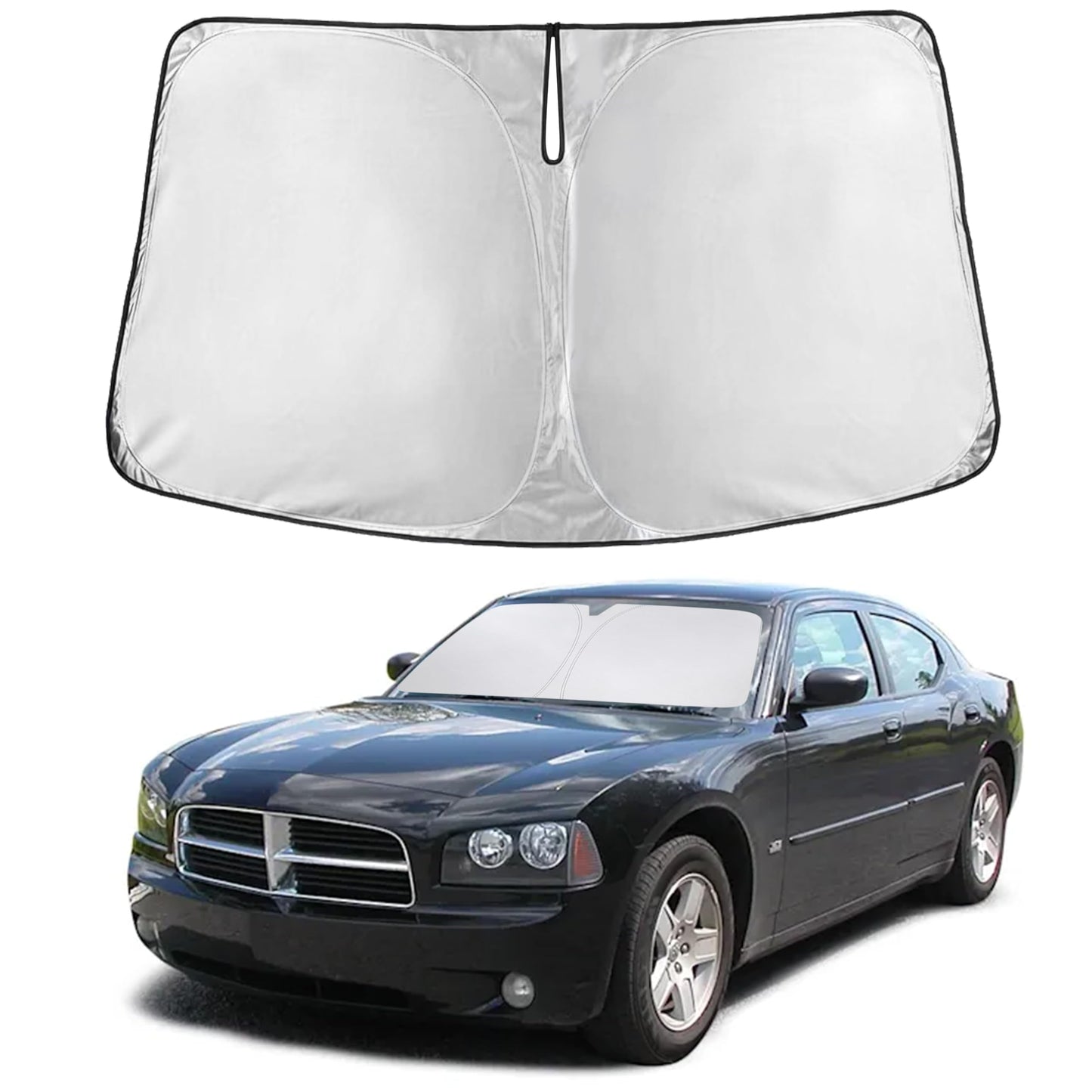 EcoNour Car Windshield Sunshade | Blocks 99% Heat & Keeps Interior Cool | Universal Fits Cars, SUVs, Trucks | Automotive Sun Screen, Visor & Car Accessories for Summer | Medium (64x32 Inches)