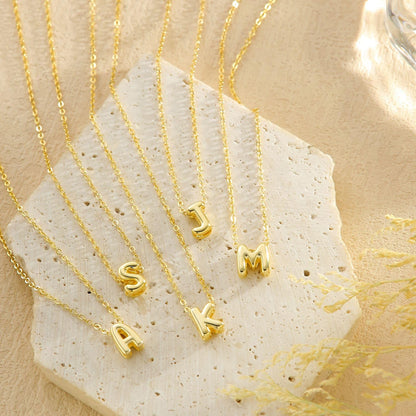 Thaivor Osterkorb-Füller – Initialen-Halsketten für Frauen, 14K vergoldete Bubble Letter Halskette, geschichtete zierliche süße Choker-Anhänger, Stapel-Schmuck, Mode-Accessoires, Teenager-Trendgeschenk