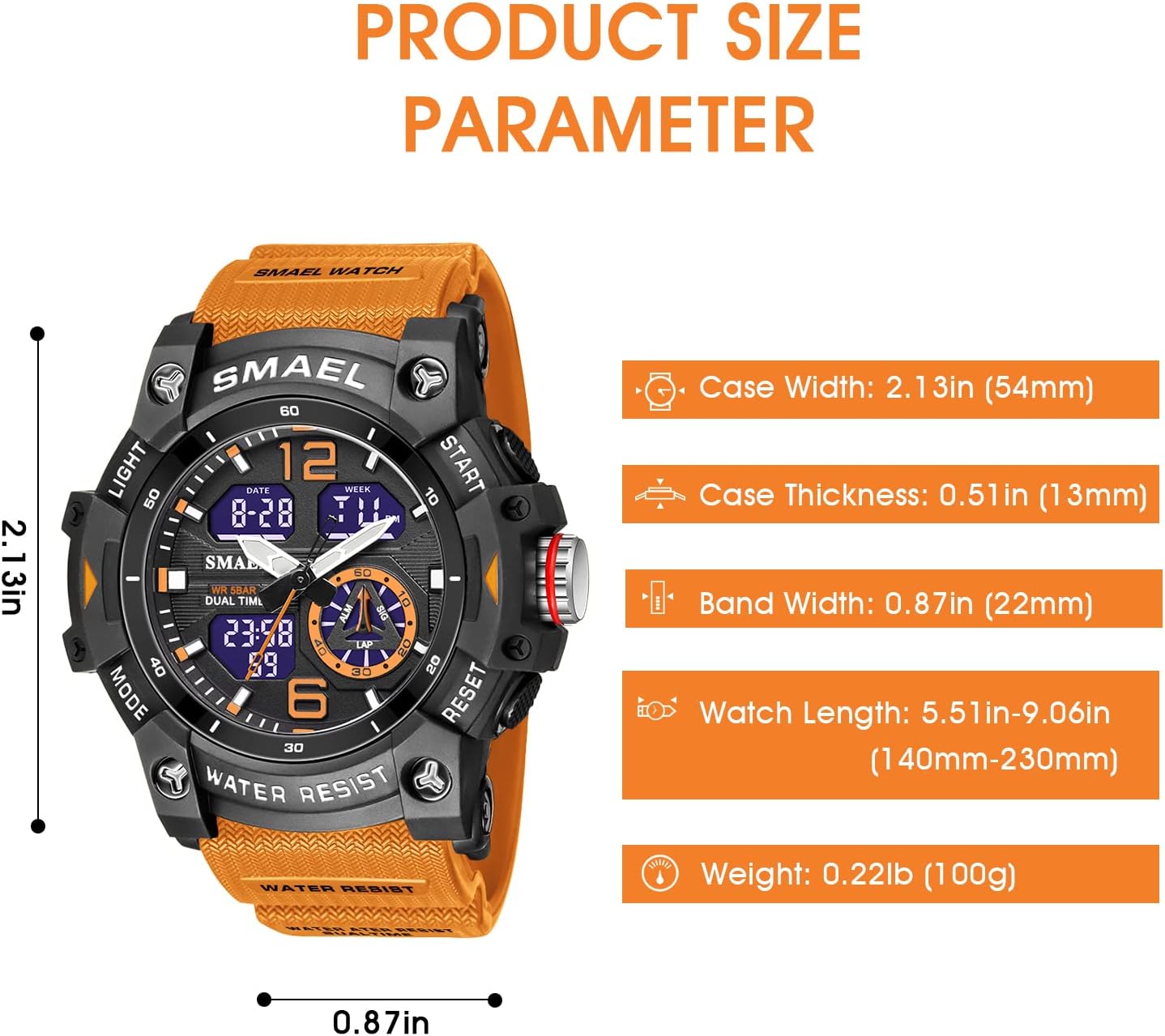 Herren Digitaluhr, Sportuhren für Männer Outdoor Militär Digital Analog Stoppuhr Wasserdicht Multifunktionale Armbanduhr
