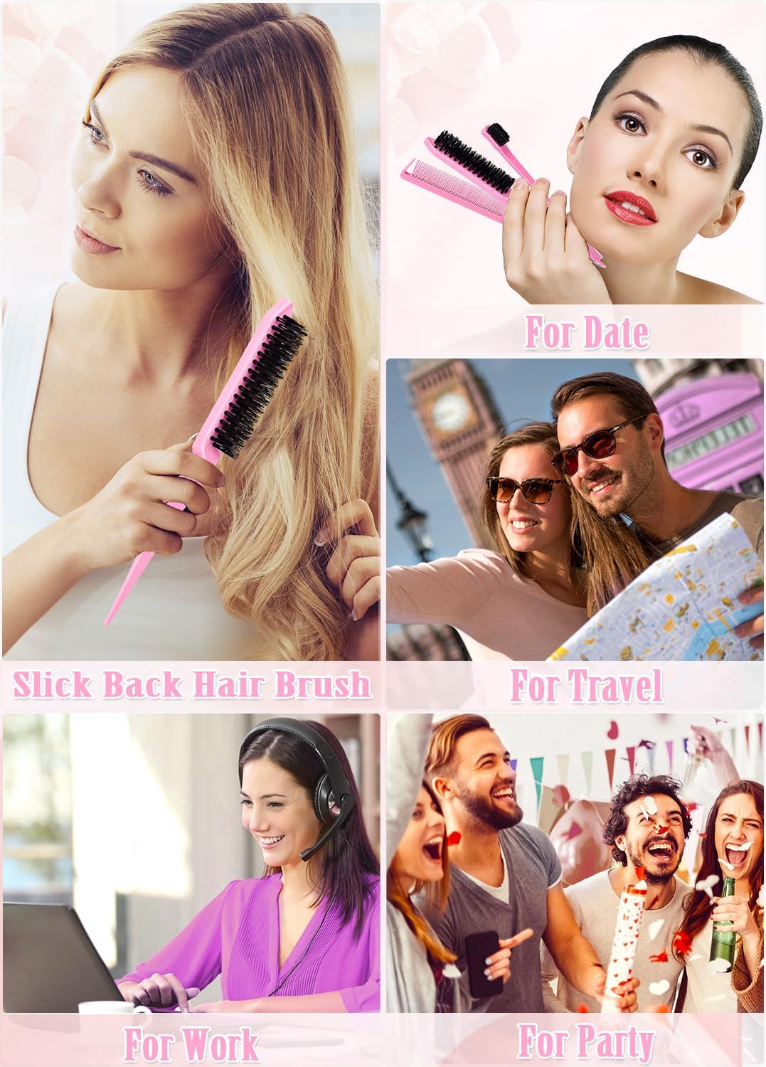 Haarbürste für Sleek-Look, Haarwachs-Stick für glatte abstehende Haare, gegen Frizz, für elegante Pferdeschwänze, Dutts – Gel, Pomade, Balsam-Stick für Frauen – Styling-Accessoires für Mädchen, Kinder