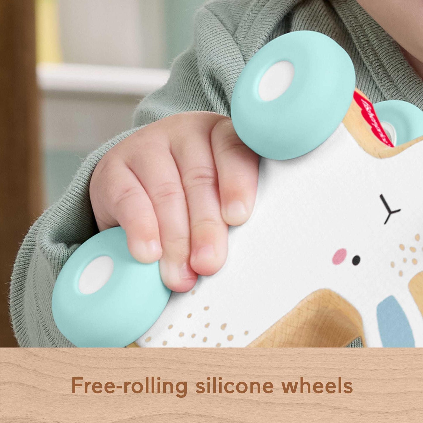 Fisher-Price Babyspielzeug aus Holz zum Schieben, Hase, Holzfahrzeug für Krabbel- und Entwicklungsspiele für Babys ab 6 Monaten