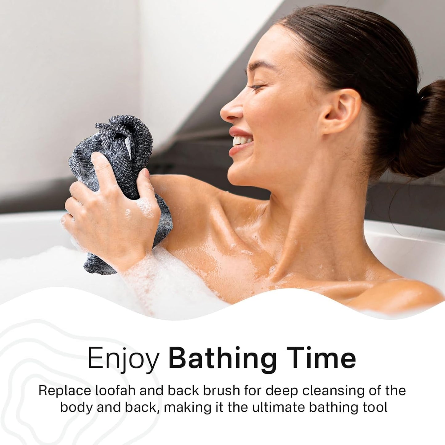 Yiclick Peeling-Waschlappen, Peeling-Körperbürste, Rückenbürste für Dusche und Bad, afrikanischer Netzschwamm Luffa-Körperpeeling, Peeling-Tuchbürstenhandschuhe für Frauen (Grau)