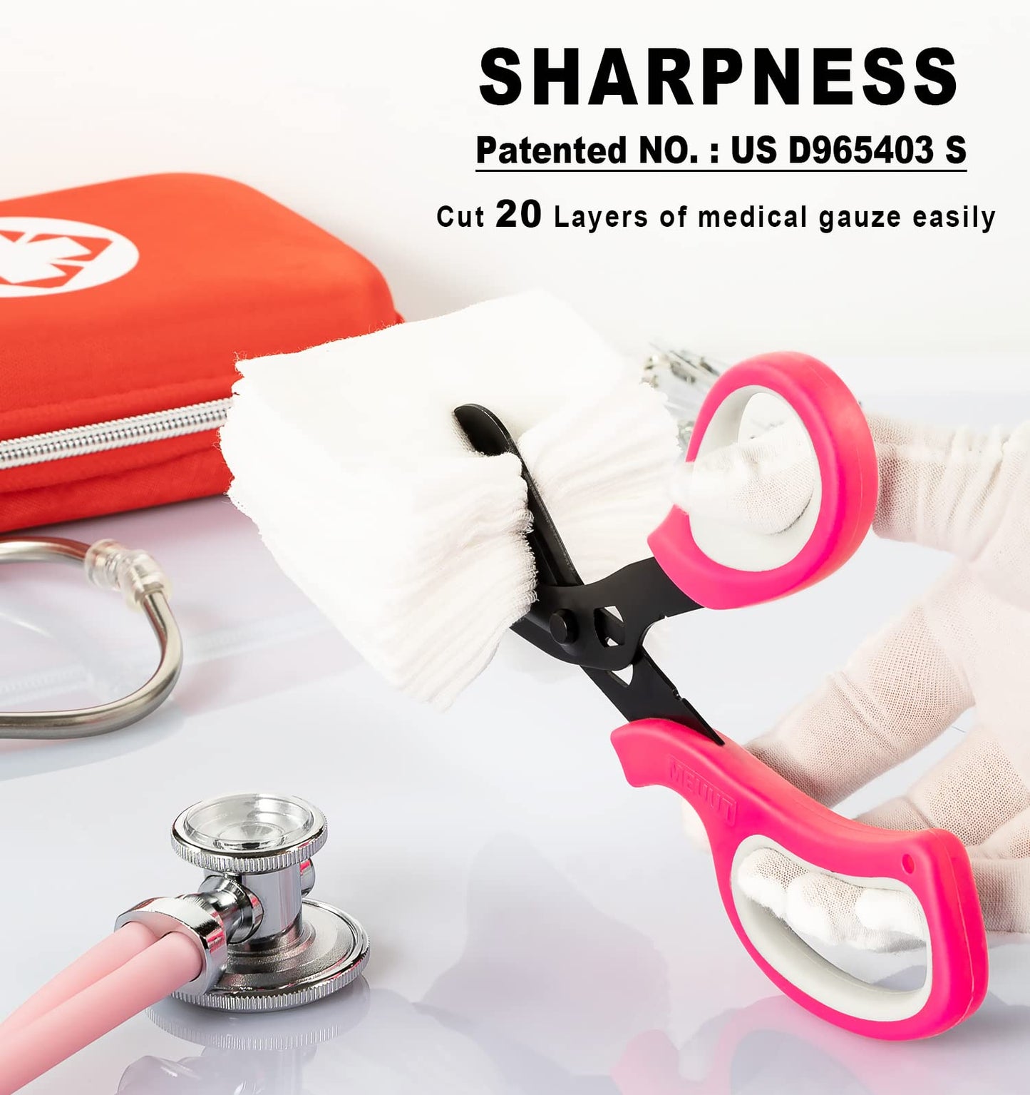 MEUUT 2 Pack Medical Scissors Trauma Shears for Left and Right Hand -Patented Bandage Scissors All Purpose with Non-Stick Blades, Surgical Grade Shears Stainless Steel EMT Scissors for Nurses EMT