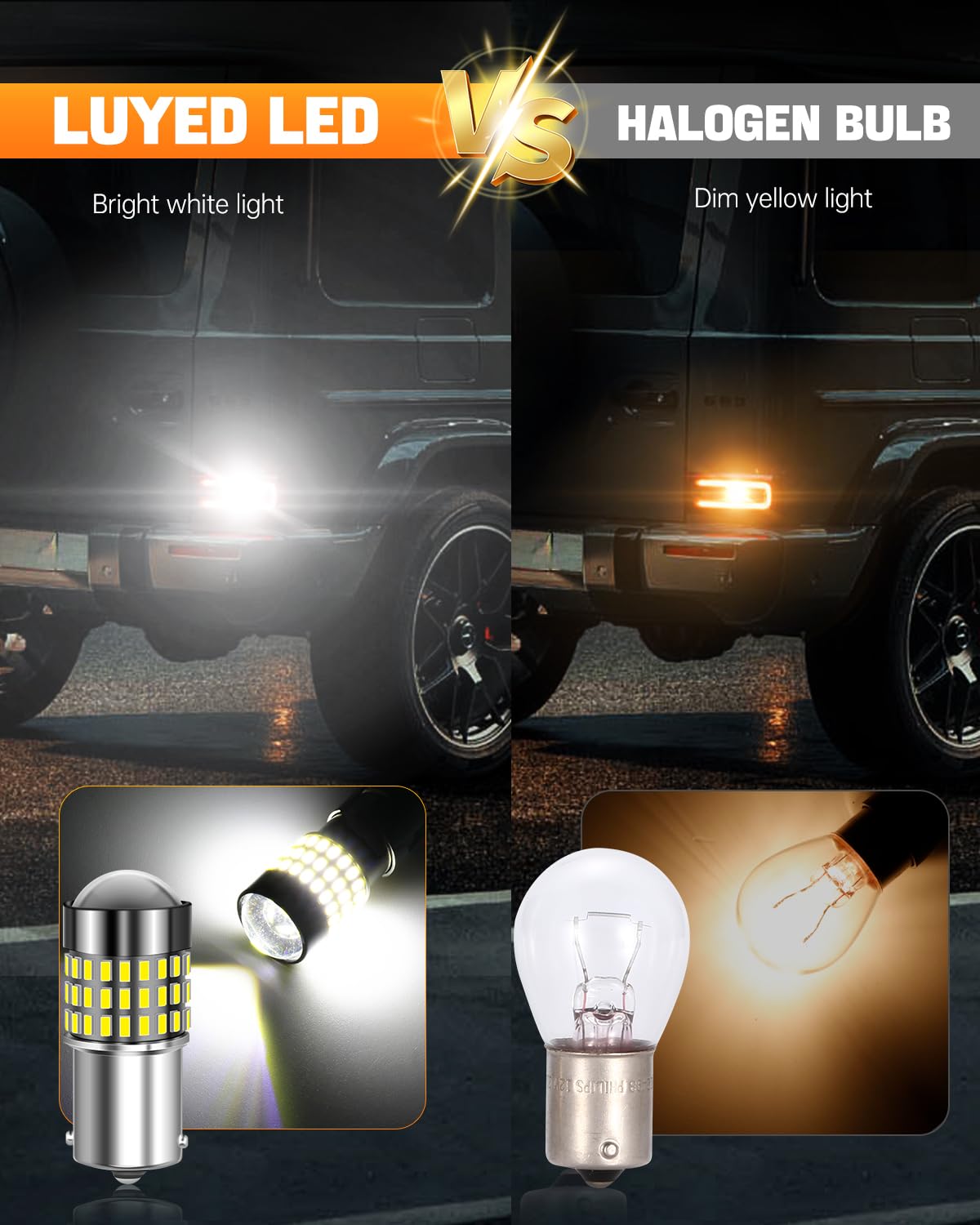 LUYED 3157 LED Bulbs Reverse Light Xenon White 1800 Lumens Super Bright 78 SMD 3056 3156 3057 4157 LED Bulbs,Used for Back Up Reverse Lights,Brake Lights,Tail Lights,Turn Signal Lights,Pack of 2