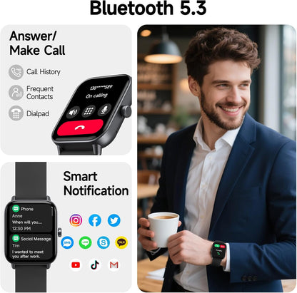 Smartwatch für Herren Damen (Anrufe entgegennehmen/tätigen), Alexa-Smartwatch kompatibel mit Android iOS, Fitness-Tracker mit Herzfrequenz-SpO2-Schlafmonitor, 1,8 Zoll HD DIY Zifferblatt Wasserdichte Uhr mit Bluetooth-Anruffunktion