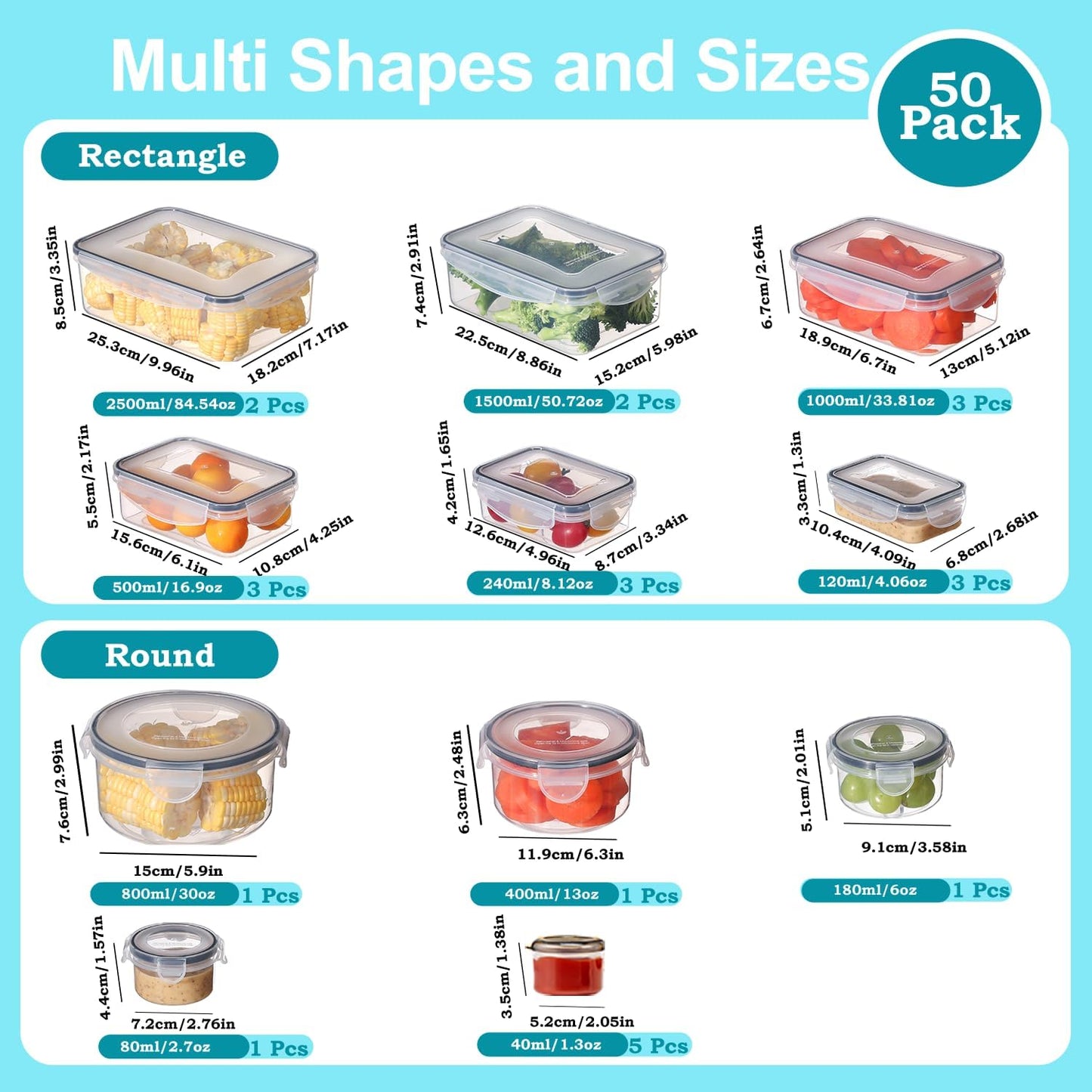 Pure Future 10-teiliges Set (5er-Pack, 1 l) Borosilikatglas-Lebensmittelbehälter mit verbesserten abnehmbaren Verschlussdeckeln – auslaufsichere Essenszubereitungs-Lunchboxen, ofen-/mikrowellengeeignet