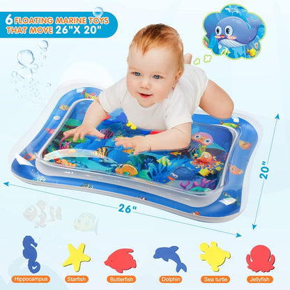 Infinno Aufblasbare Bauchzeit-Matte Premium Baby-Wasserspielmatte für Säuglinge und Kleinkinder Babyspielzeug für 3 bis 24 Monate, stärkt die Muskeln Ihres Babys, tragbar