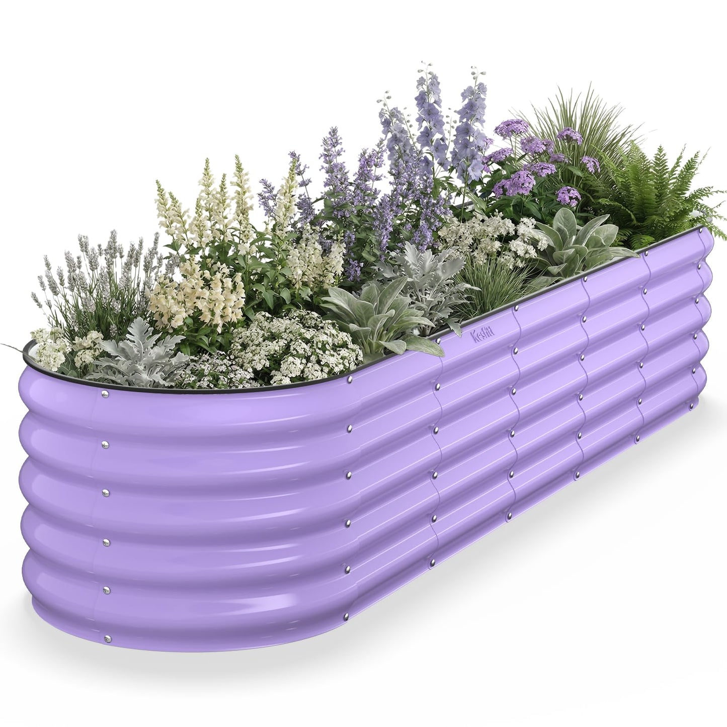 Kesfitt Raised Garden Bed, 5x2x1 FT Galvanized Steel Metal Raised Garden Bed, Oval Open-Bottom Design, 12-Inch Deep for Outdoor Vegetable & Herb Gardening, Fruit Green