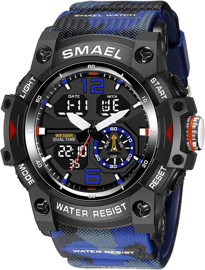Herren Digitaluhr, Sportuhren für Männer Outdoor Militär Digital Analog Stoppuhr Wasserdicht Multifunktionale Armbanduhr