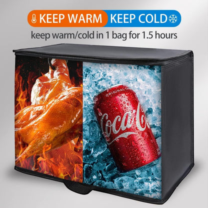 Bodaon Isolierte Essensliefertasche - Warm- & Kalthaltetransporttasche, Catering/Doordash Pizzawärmer, Einkaufstasche, Kühltasche für Partys (Schwarz-Rot, 1 St.), Ideal für den Transport warmer Speisen