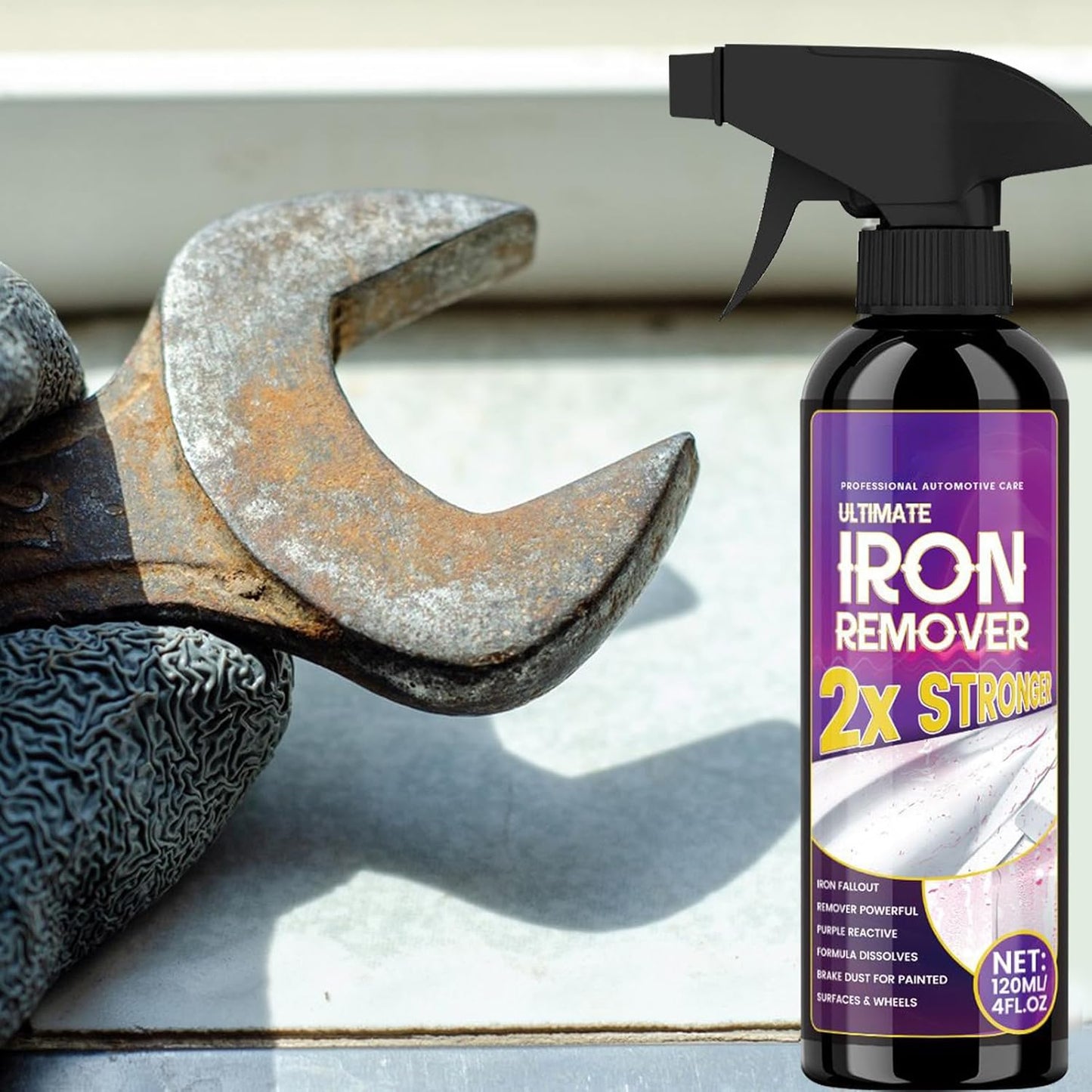 Iron Remover Car Detailing,Powerful Rust Stain Remover - Protective Metal Cleaner, 120ml Long-Lasting Automotive Detailing Products for Wheel