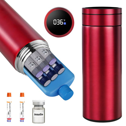 Bogush Large 60H Insulin Pens Cooler for 6-8 Pens Travel Case Temp Display Medication Cooler for Travel TSA Approved Medicine Cooler Medical Travel Cooler Bag Epipen Carry Case Black