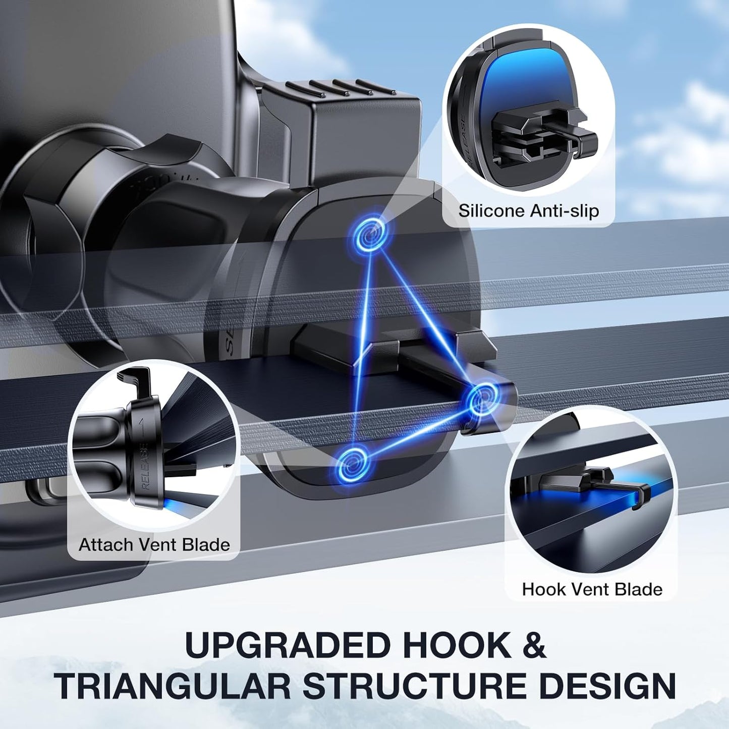 Miracase Handyhalterung für Lüftungsschlitze im Auto【2026 Breitere Klemme & Metallhaken】 Handyhalterung für Lüftungsschlitze im Auto, Freisprechfunktion, Handy-Autohalterung für iPhone 17 Pro Max 16 15 14 13 12 Samsung S25 Autozubehör