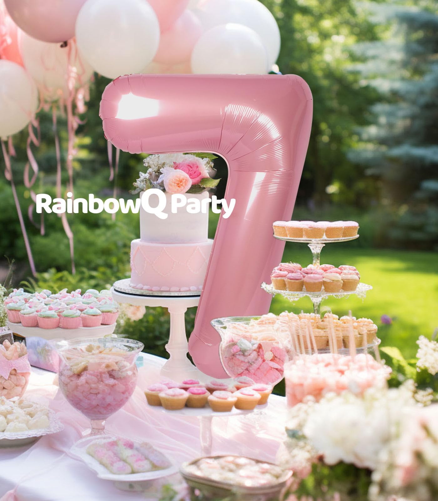 RainbowQ Party 1 Ballon Nummer 40 Zoll für Jungen oder Mädchen Groß Rosa 0-9 Folien-Mylar Großer 1 Zahlenballon Alles Gute zum 1. Geburtstag Party Jubiläumsdekorationen Zubehör