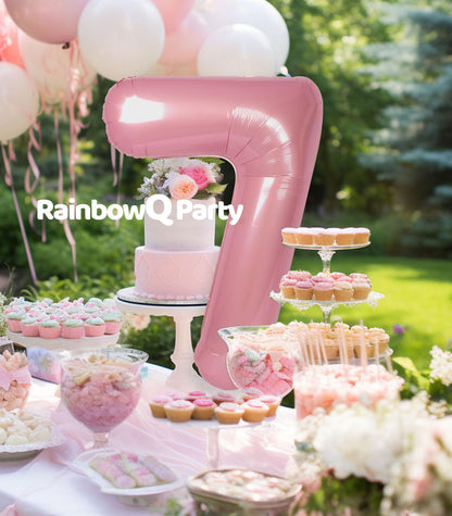 RainbowQ Party 1 Ballon Nummer 40 Zoll für Jungen oder Mädchen Groß Rosa 0-9 Folien-Mylar Großer 1 Zahlenballon Alles Gute zum 1. Geburtstag Party Jubiläumsdekorationen Zubehör
