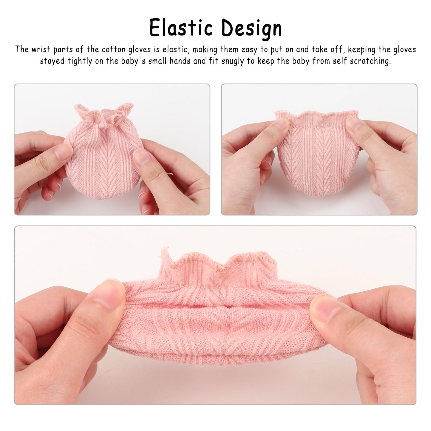 BQUBO Baby Fäustlinge Kratzschutz Handschuhe aus Baumwolle mit elastischem Bündchen Hypoallergen für Neugeborene und Babys von 0-6 Monaten Jungen und Mädchen