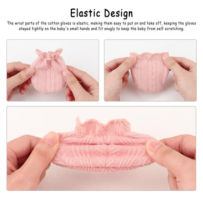BQUBO Baby Fäustlinge Kratzschutz Handschuhe aus Baumwolle mit elastischem Bündchen Hypoallergen für Neugeborene und Babys von 0-6 Monaten Jungen und Mädchen