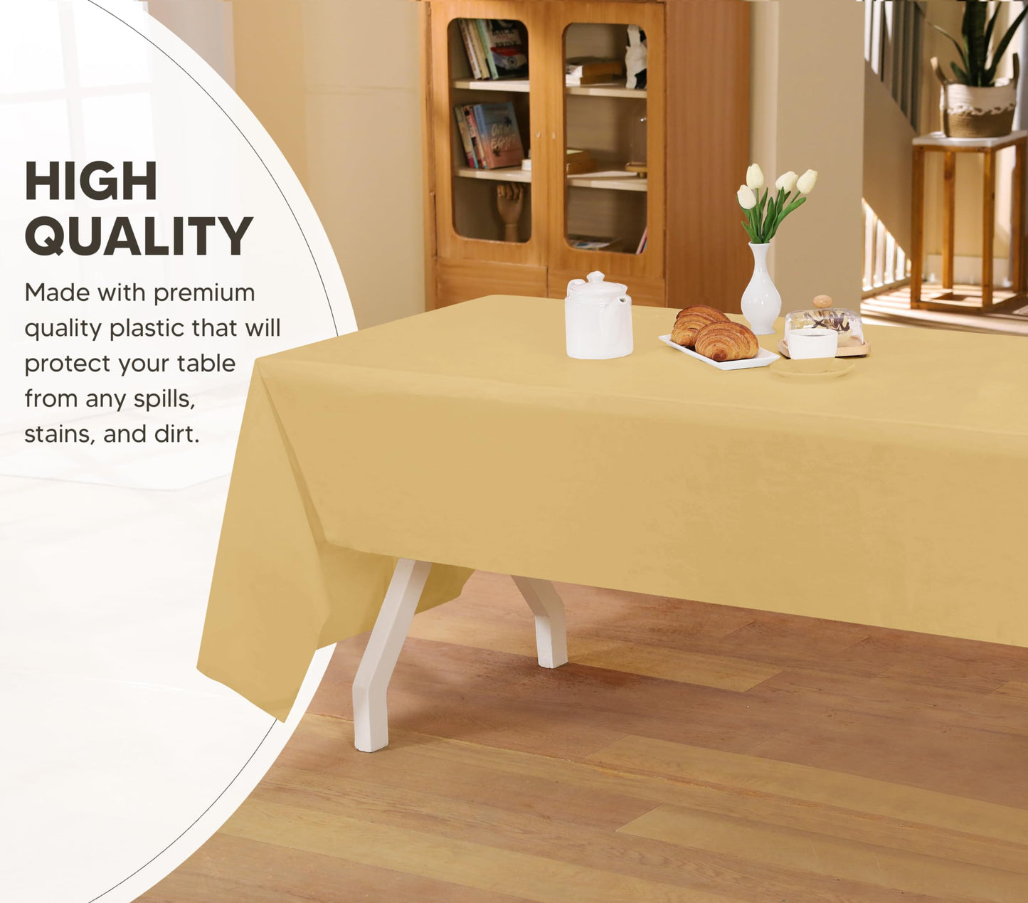 Utopia Kitchen Einweg-Tischdecke aus Kunststoff (12er Pack – 137x274 cm) Weiß Rechteckige Tischdecke Wasserdicht Schmutzabweisend Party-Tischdecke