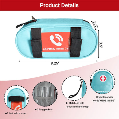 EpiPen Carry Case Insulated, Travel Medical Bag with YKK Zipper, Hold 2 Epi Pens or Auvi-Q, Anti-Histamine, Asthma Inhaler, Allergy Medicines, Emergency Medication Organizer Pouch, Red