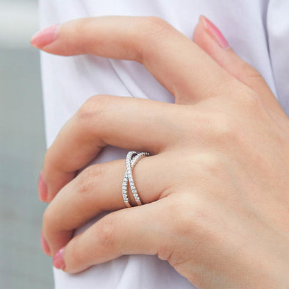 OOOPEL Sterlingsilber Verstellbarer Ring S925 Silberringe für Frauen Zirkonia Twist Liebesknoten Zarter Ring Silber Minimalistischer Offener Fingerring Silber Daumen Sterlingsilberring