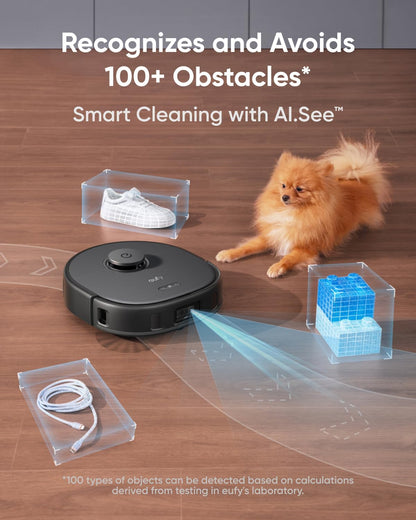 Eufy X10 Pro Omni Robot Vacuum and Mop with 8,000 Pa Suction, Dual Mops with 12 mm Auto-Lift and Carpet Detection, AI Obstacle Avoidance, Auto Mop Washing & Drying, Self-Emptying, Self-Refilling Visit the eufy Store