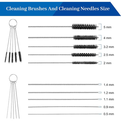 ABEST AirbrushSpray GunCarburetorCleaning Tool Set,13 Cleaning Wires Set + 5 Cleaning Needles + 5 Nylon Brushes + 1 Repair Tool for Removing Nozzle Paint, Dirt, Tattoo Tube,Carb Carburetor